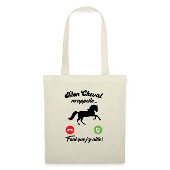 Mon cheval m'appelle faut quẹ j’y aille Cadeau - Sac en tissu - nature - Devant