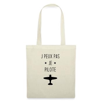 J'peux pas je pilote Cadeau vintage avion - Sac en tissu - nature - Devant