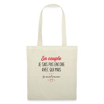 Cadeau en couple je sais pas encore avec qui - Sac en tissu - nature - Devant
