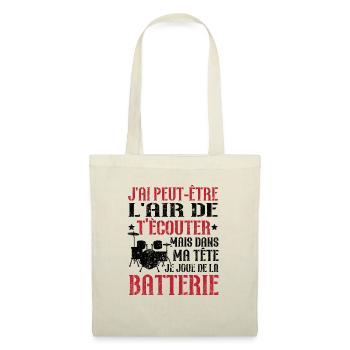 Dans ma tête je joue de la batterie - Sac en tissu - nature - Devant