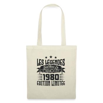 les légendes sont nées en novembre 1980, Cadeau. - Sac en tissu - nature - Devant