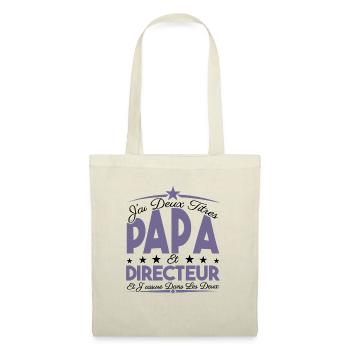 J'ai deux titres Papa et directeur, Cadeau Papa. - Sac en tissu - nature - Devant