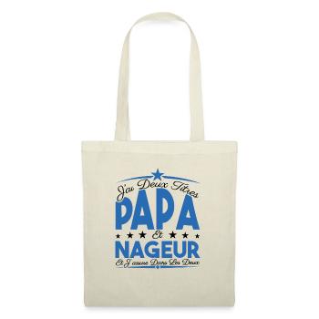 J'ai deux titres Papa et Nageur, Cadeau Papa. - Sac en tissu - nature - Devant