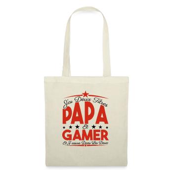 J'ai deux titres Papa et Gamer, Cadeau Papa. - Sac en tissu - nature - Devant