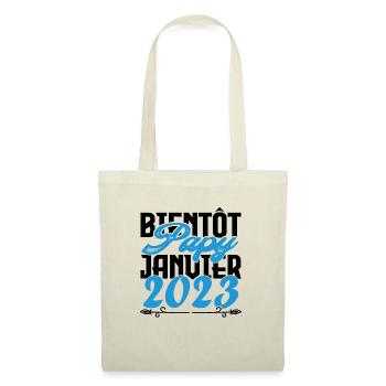 Cadeau Annonce grossesse bientôt Papy Janvier 2023 - Sac en tissu - nature - Devant