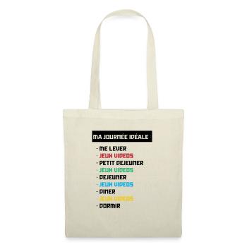 T shirt geek ma journée idéale - Sac en tissu - nature - Devant