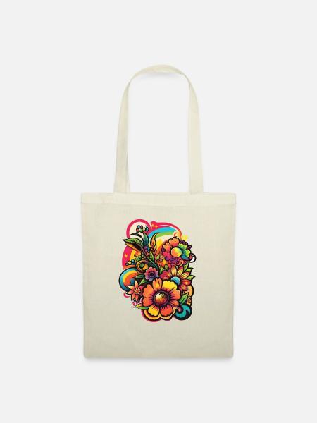 flowerpower Blumen Design - Stoffbeutel - Natur