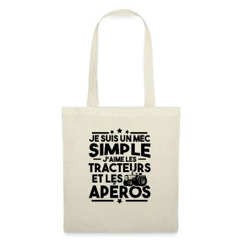 Un mec simple j aime les tracteurs et les apéros - Sac en tissu - nature - Devant
