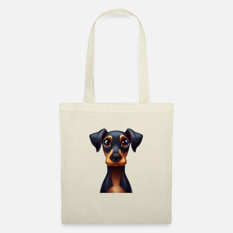 Verspieltes Dobermann-Pinscher-Design - Stoffbeutel - Natur