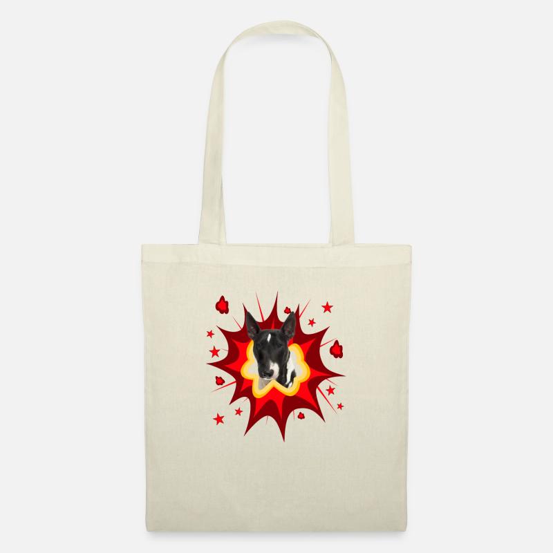 Comic Hund Design - Pow - Miniature Bull Terrier - Stoffbeutel - Natur