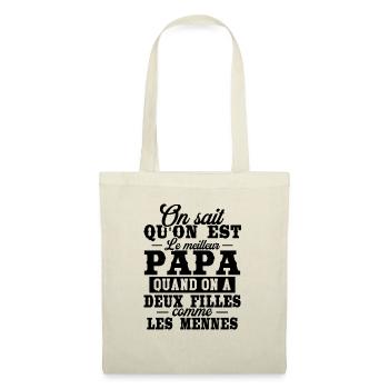 Qu'on est le meilleur papa quand on a deux filles - Sac en tissu - nature - Devant