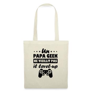 Un papa geek ne vieillit pas il level up - Sac en tissu - nature - Devant