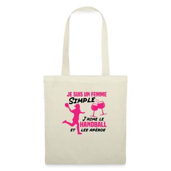 Un femme simple j aime le handball at les apéros - Sac en tissu - nature - Devant