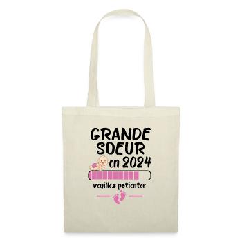Grande Soeur Annonce Grossesse Future Soeur 2024 - Sac en tissu - nature - Devant