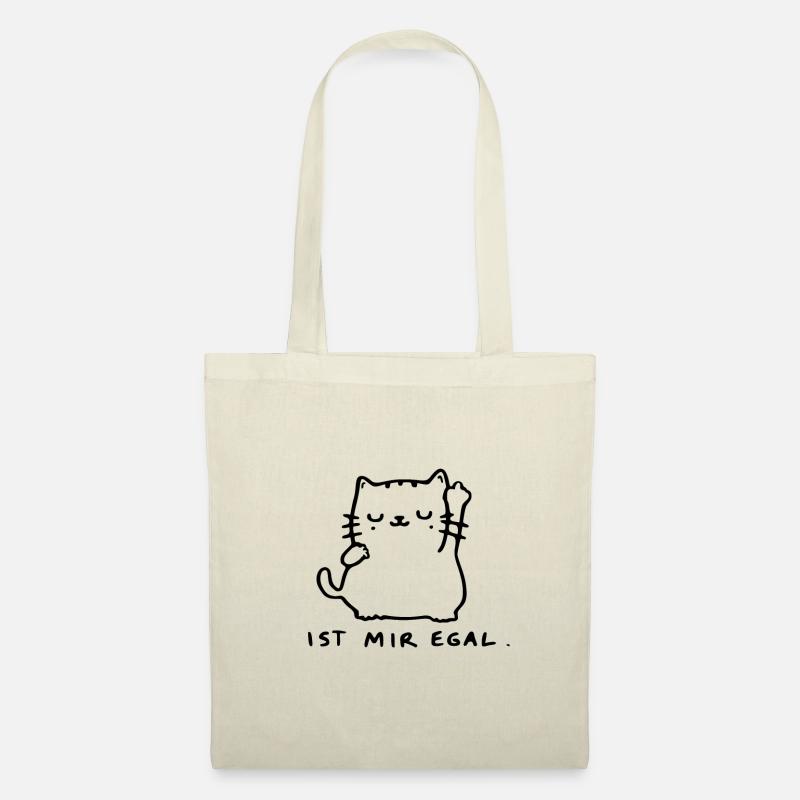 faule Katze Statement Spruch mir egal Mittelfinger - Stoffbeutel - Natur