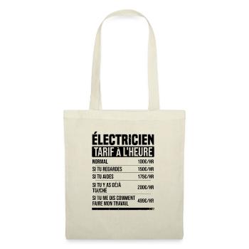 Elektriker Stundensatz Geschenkidee Humor - Stoffbeutel - Natur - Vorne