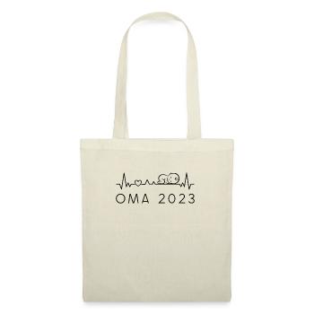 Oma 2023 Herzschlag Für Werdenden Großvater - Stoffbeutel - Natur - Vorne