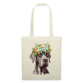 Deutsche Dogge mit Blumen - Stoffbeutel - Natur - Vorne