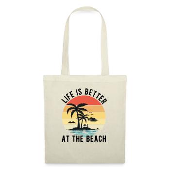 Das Leben ist besser am Strand - Retro Sonnenuntergang - Stoffbeutel - Natur - Vorne