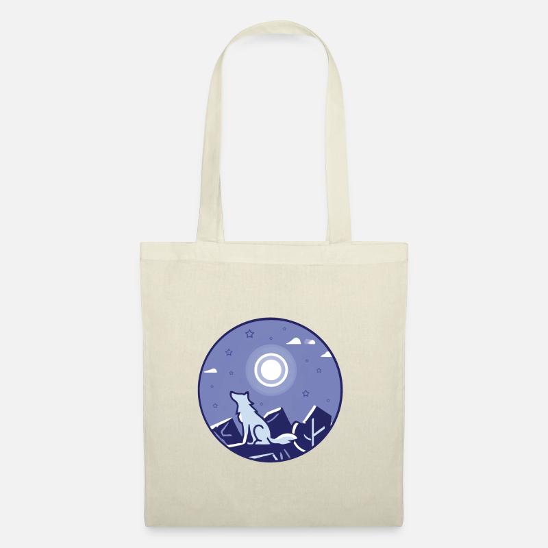 Wolf und Vollmond - Stoffbeutel - Natur