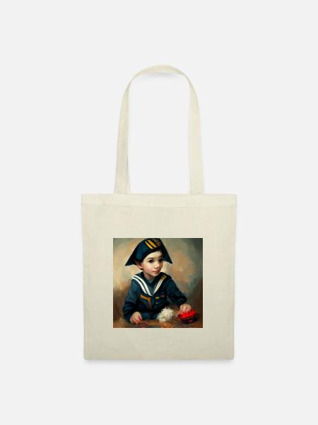 A boy in a sailors uniform playing with his toy - Stoffbeutel - Natur