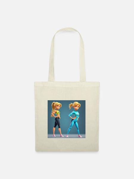3D Animation Style Beautiful girl fitness trainer - Stoffbeutel - Natur