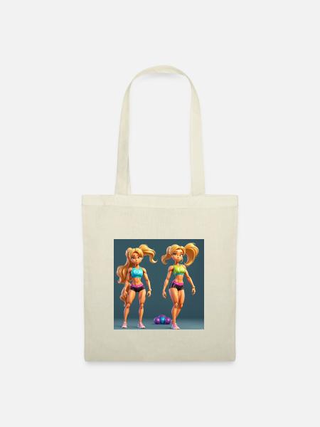 3D Animation Style Beautiful girl fitness trainer - Stoffbeutel - Natur