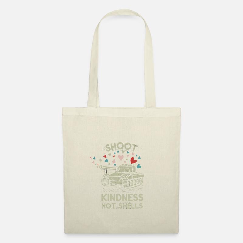 Minimalistisches Design "Shoot Kindness, Not Shells" - Stoffbeutel - Natur