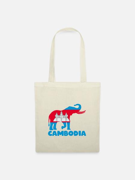 Kambodscha Tempel Khmer Elefant Flagge I Geschenk - Stoffbeutel - Natur