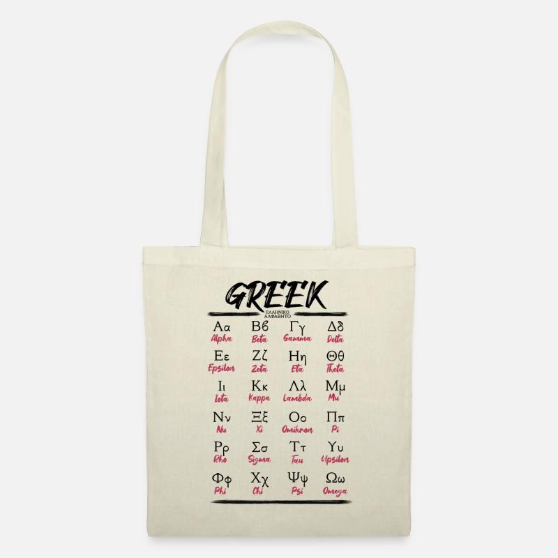 Griechisches Alphabet Buchstaben Lernen - Stoffbeutel - Natur
