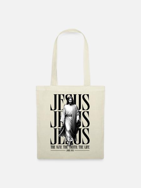Jesus Walking Black & White Art - Stoffbeutel - Natur