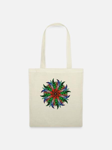 Buntes Geometrisches Mandala Abstrakt Psychedelisch - Stoffbeutel - Natur