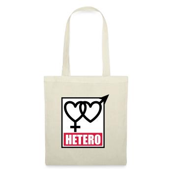 04 HETERO Herzen Liebe Love Heterosexuell - Stoffbeutel - Natur - Vorne