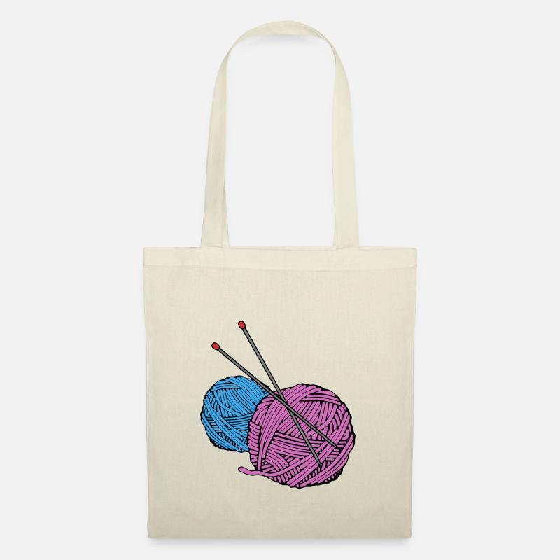 Stricken Garn Nadeln Hobby - Stoffbeutel - Natur
