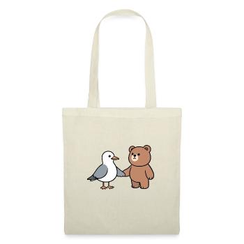 Moin Mouette Ours Amitié Amour Mains Tenant - Sac en tissu - nature - Devant