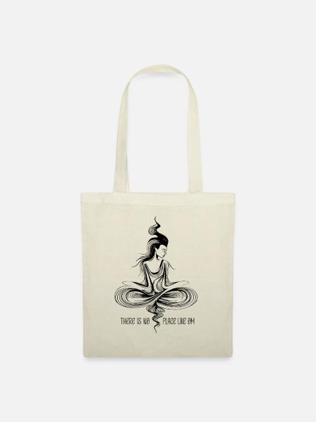 Yoga Shirt / Zeichnung "there is no place like om" - Stoffbeutel - Natur