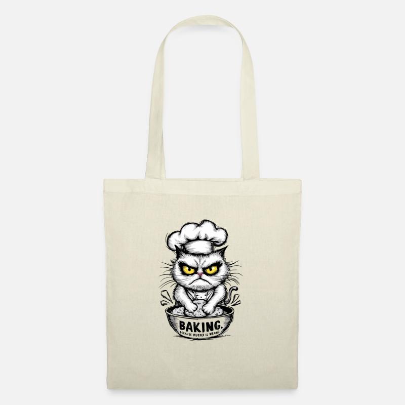 Lustige genervte Katze Bäcker Design - Stoffbeutel - Natur
