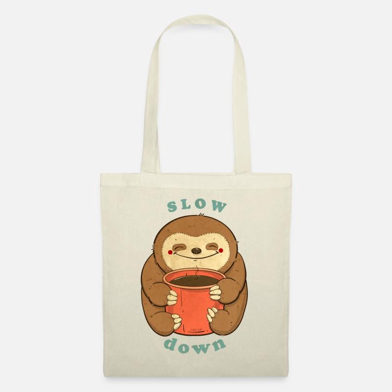sloth with coffee slow down - Tote Bag - nature