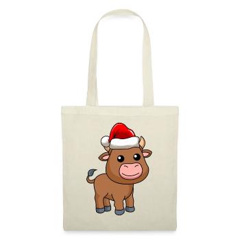 Stier Comic Weihnachten - Stoffbeutel - Natur - Vorne