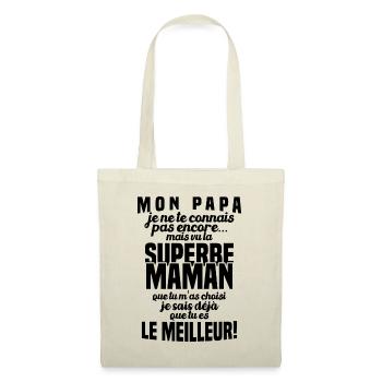 Annonce grossesse Cadeau Futur Papa Future Maman - Sac en tissu - nature - Devant