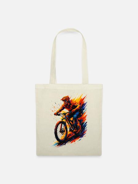 Mountainbiking Mountainbiker MTB cool Geschenk - Stoffbeutel - Natur