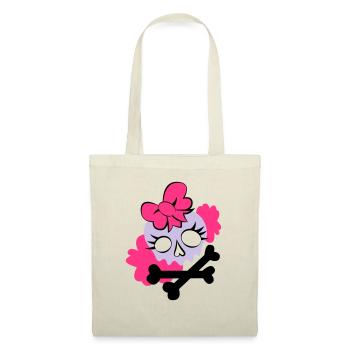 Tête de mort girly - Sac en tissu - nature - Devant