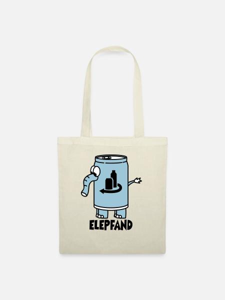 Elefant als Elepfand - schwarze Schrift - Stoffbeutel - Natur