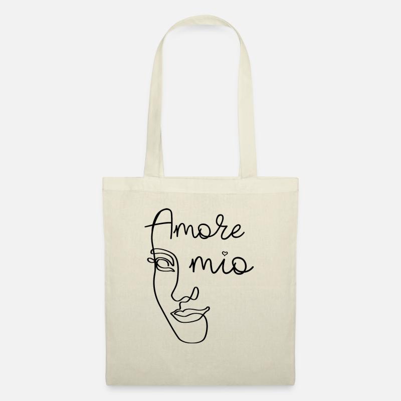 AMORE Mio LINE ART Gesicht Geschenkidee - Stoffbeutel - Natur