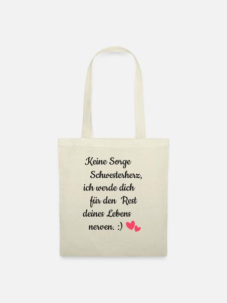 Beste Schwester Schwesterherz Weihnachten Geschenk - Stoffbeutel - Natur