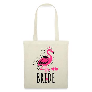 102 JGA BRIDE Flamingo Sterne Braut Herzen - Stoffbeutel - Natur - Vorne