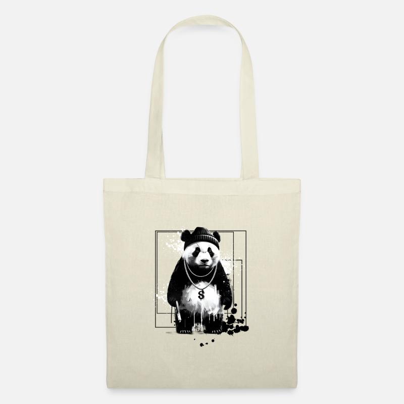 Panda als Gangster Panda Motive - Stoffbeutel - Natur
