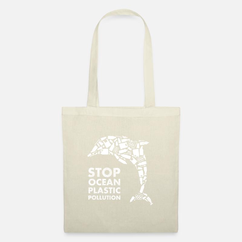 White Dolphin Stop Ocean Plastikverschmutzung - Stoffbeutel - Natur