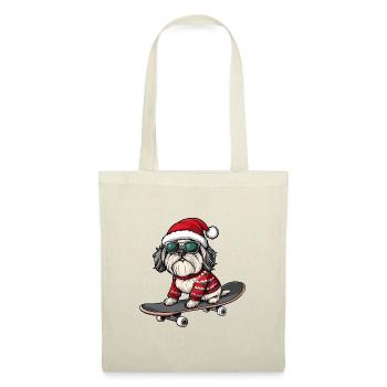 Chien Havanais Noël Skateboard - Sac en tissu - nature - Devant