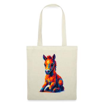 WPAP Polygon Kawaii Stil Tiere Baby Pferd Fohlen - Stoffbeutel - Natur - Vorne